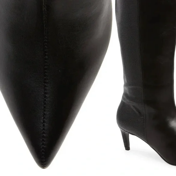 Seydi Pointed Toe Boot In Black Leather Top Grain